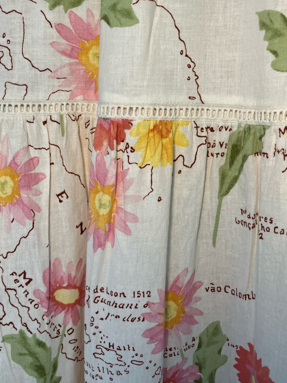 Calypso St. Barth Floral Map Print Tiered Maxi Skirt - Size Medium - Picture 4 of 8
